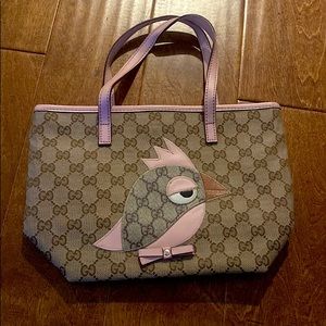 AUTHENTIC BARELY WORN GUCCI MONOGRAM BIRD MINI ZOO BIRD TOTE